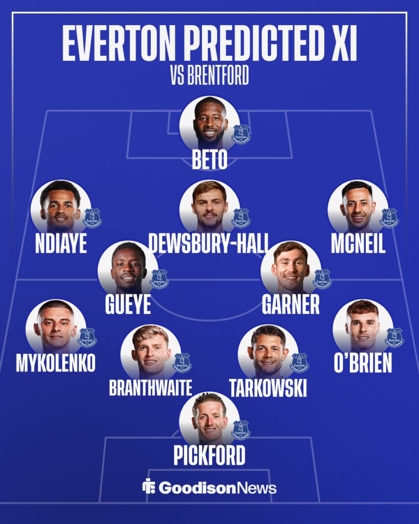 Everton predicted XI vs Brentford.