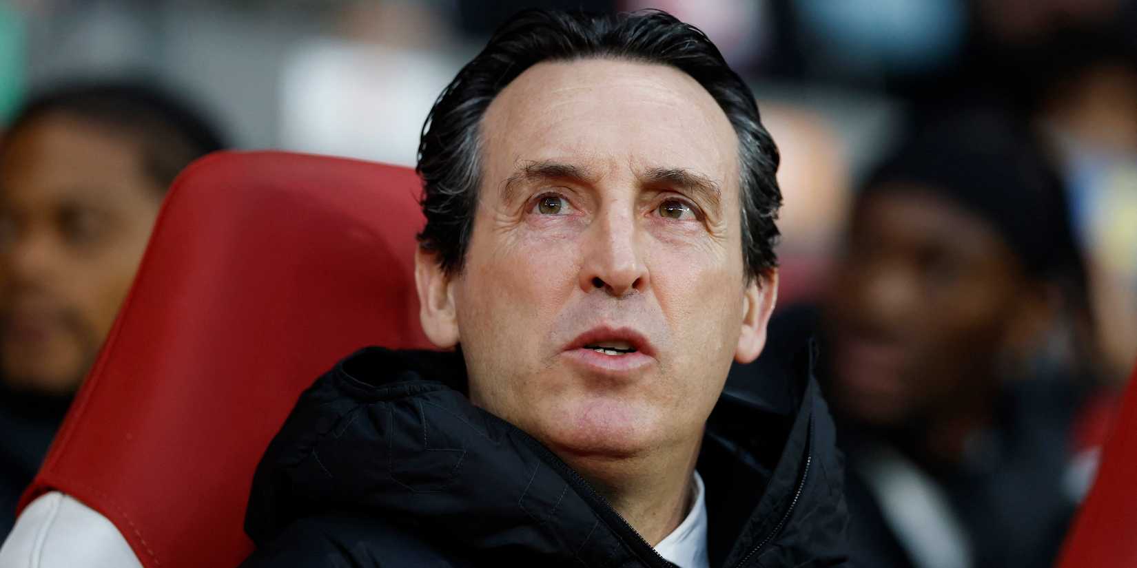 Aston Villa manager Unai Emery looks on
