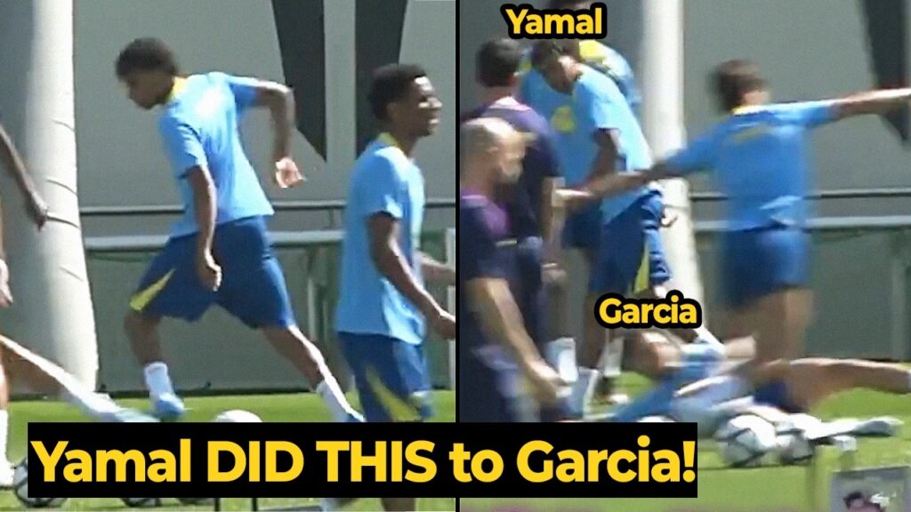 Lamine Yamal HUMILIATES Eric Garcia with a simple dribble in final training ahead of Espanyol