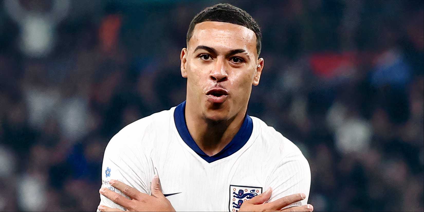 Morgan Rogers celebrates scoring for England