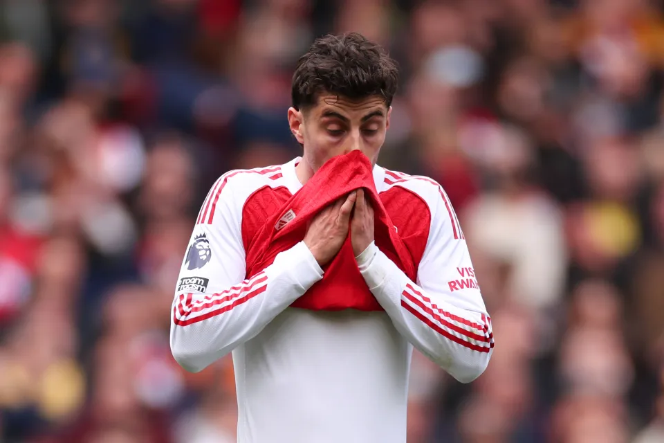Kai Havertz reacts during Arsenal's 2-1 defeat to Bournemouth
