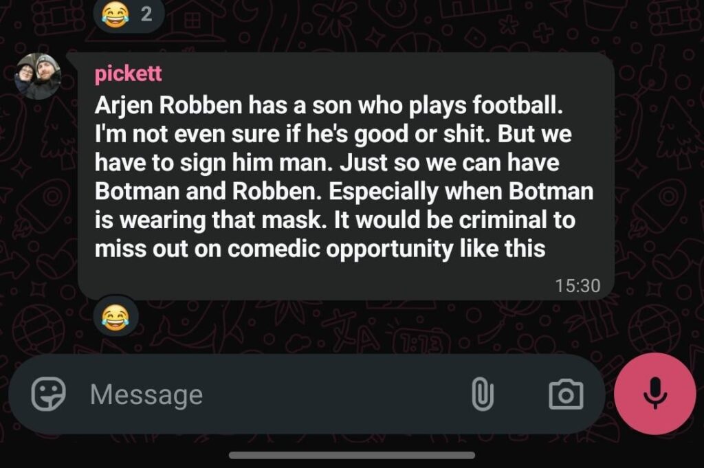 Message off a mate.