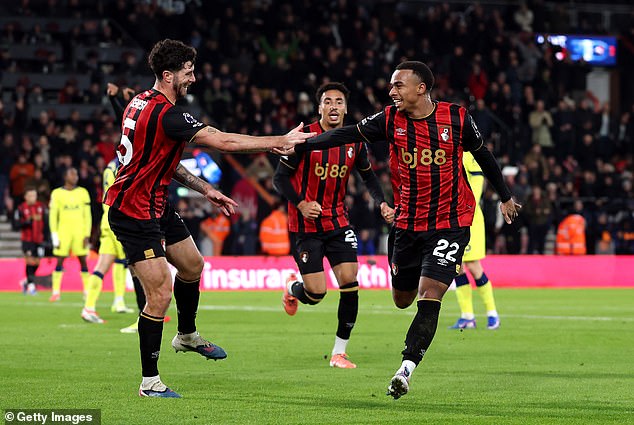 Bournemouth defender Marcos Senesi (left) and talented young striker Junior Kroupi (right) are both on Manchester United's radar ahead of the summer