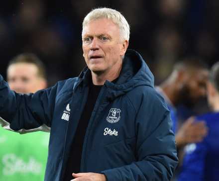 Everton manager David Moyes celebrates after the match