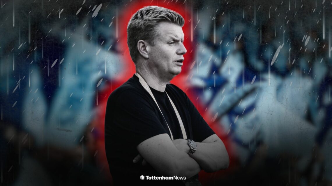 Johan Lange looking annoyed at the Tottenham Hotspur Stadium