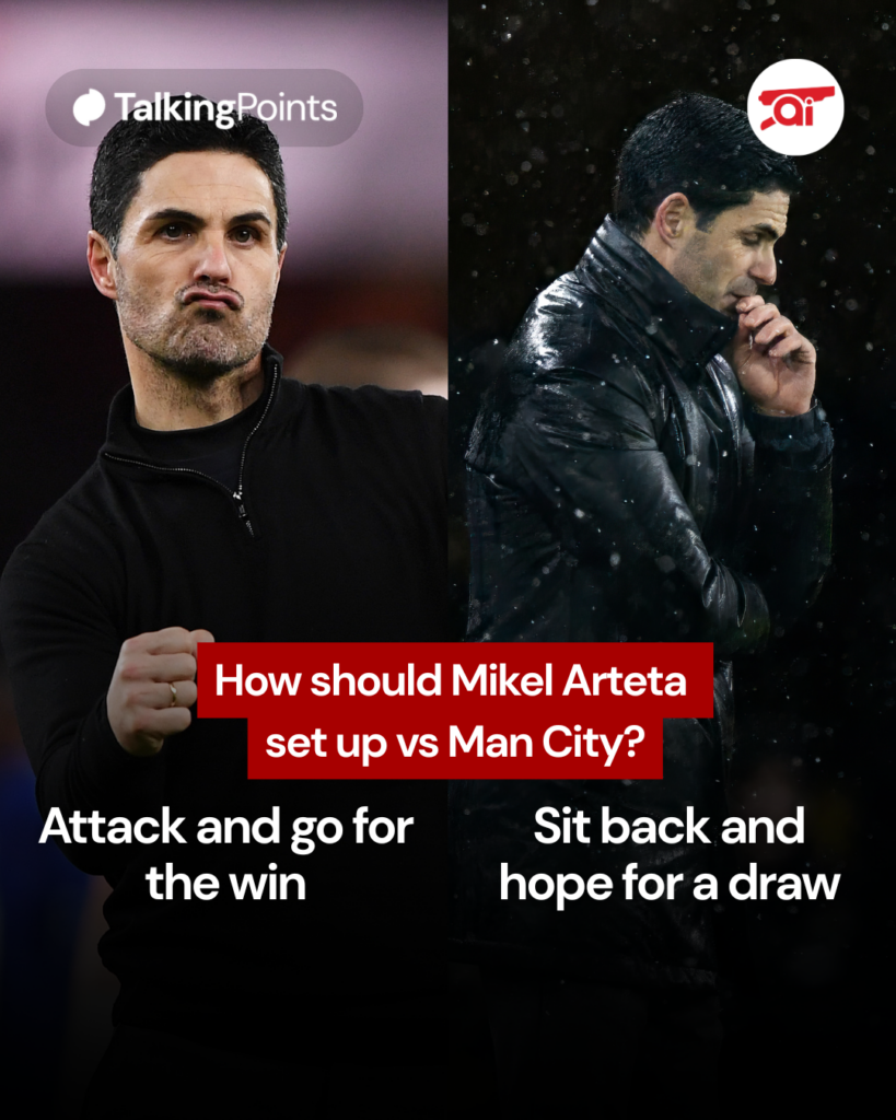 How should Mikel Arteta set up v Man City