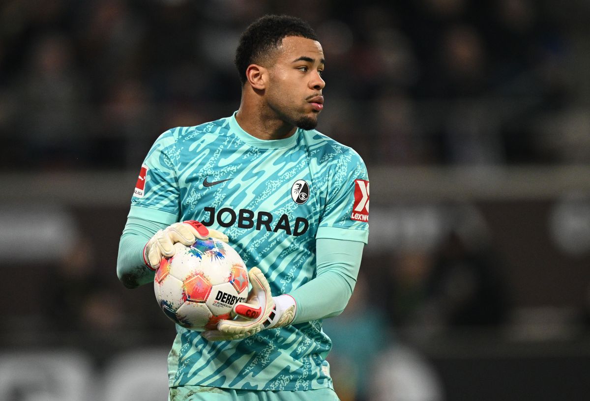 Goalkeeper Noah Atubolu of SC Freiburg is claimed to be on Brighton's radar ahead of the summer