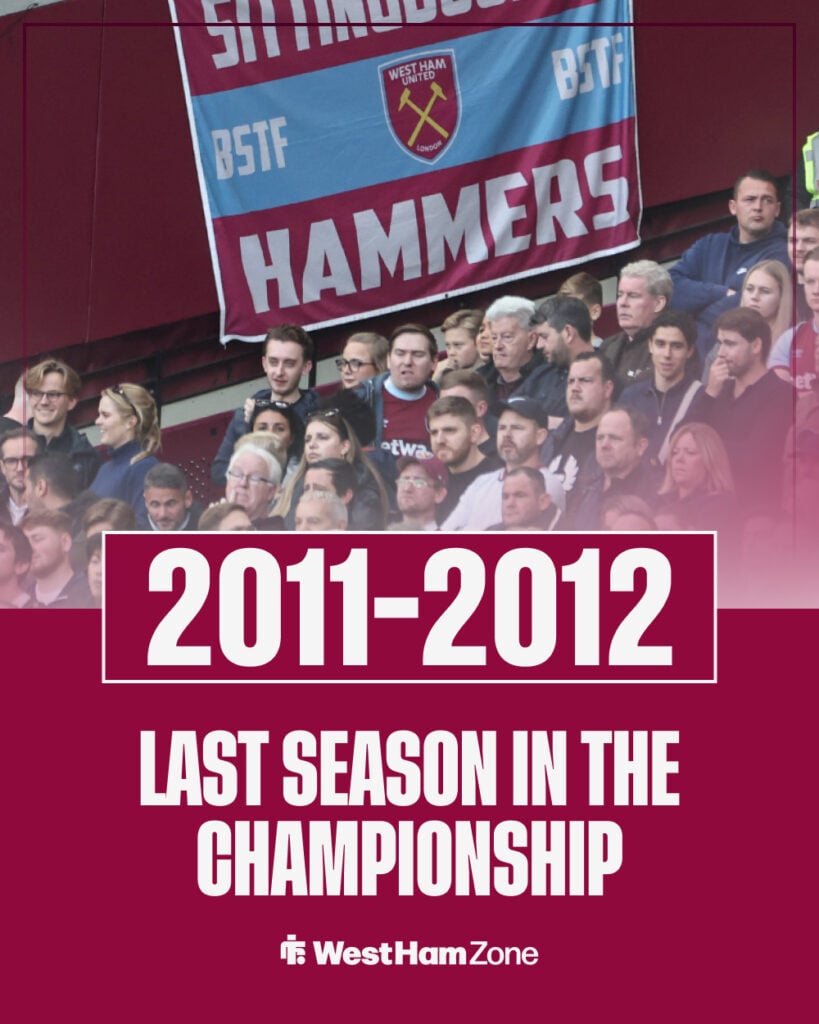 West Ham's last season in the Championship