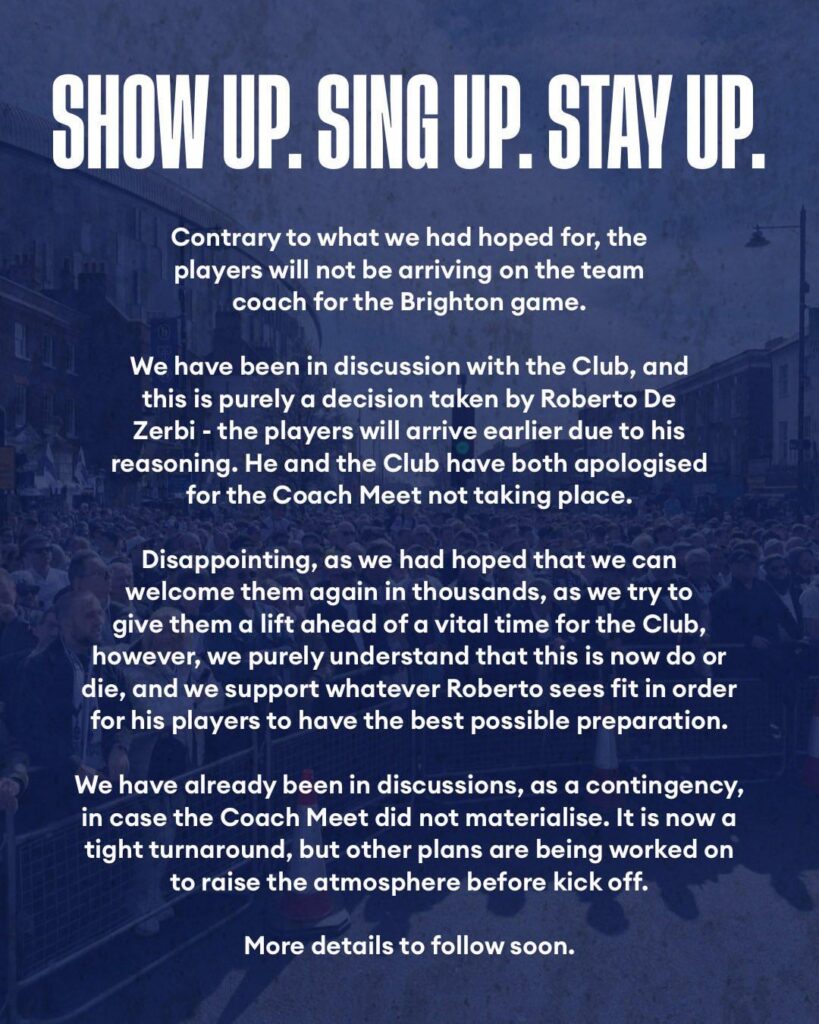 No coach meet for the game on Saturday, decision made by De Zerbi