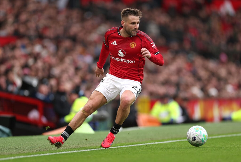 Luke Shaw playing against Aston Villa
