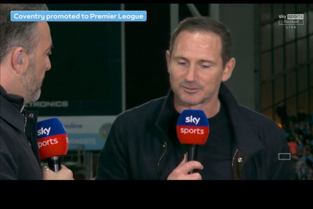 Frank Lampard during an interview with Sky Sports