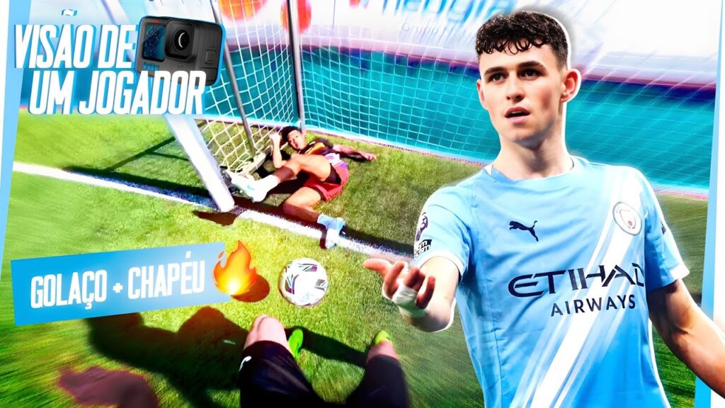 FIZ UM GOLAÇO E DEI UM CHAPÉU NA VISÃO DO PHIL FODEN COM A GOPRO!