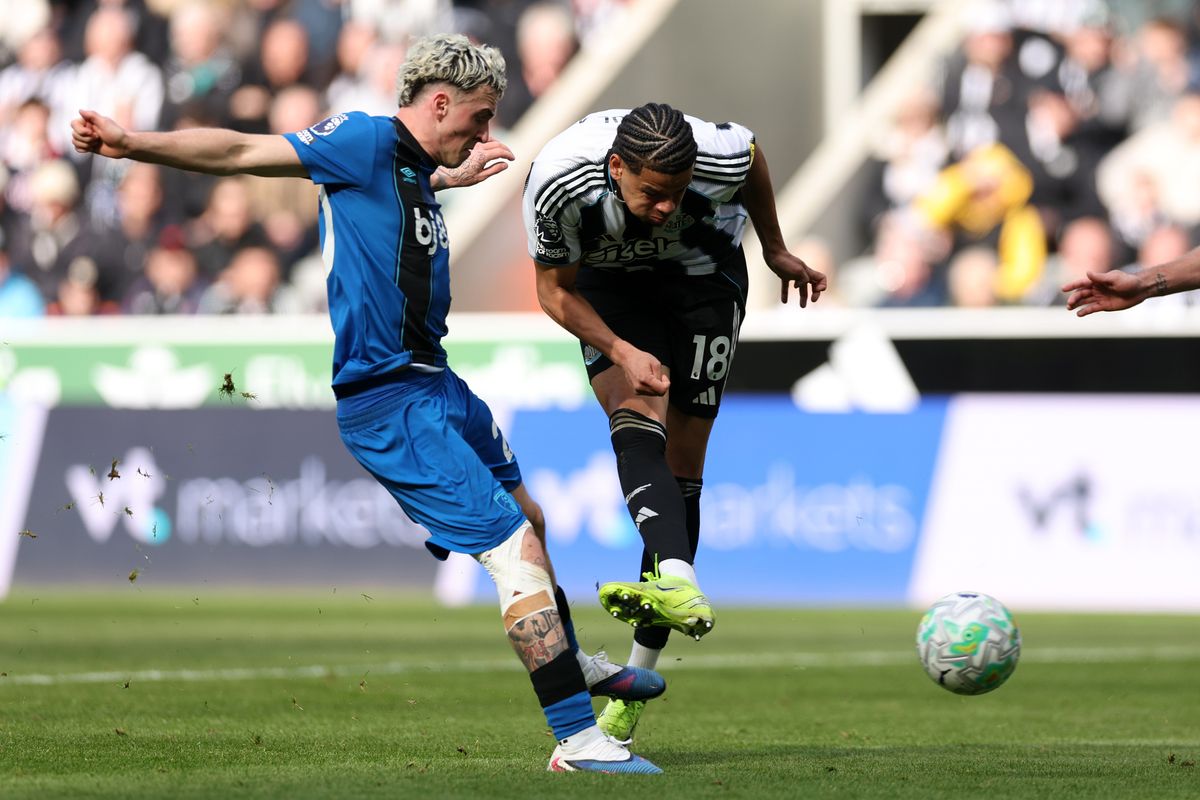 Newcastle United's Will Osula scores against Bournemouth