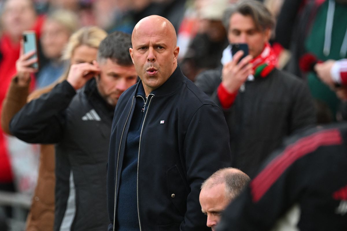 Liverpool's Dutch manager Arne Slot looks on ahead of kick-off in the English Premier League football match between Liverpool and Fulham at Anfield in Liverpool, north west England on April 11, 2026