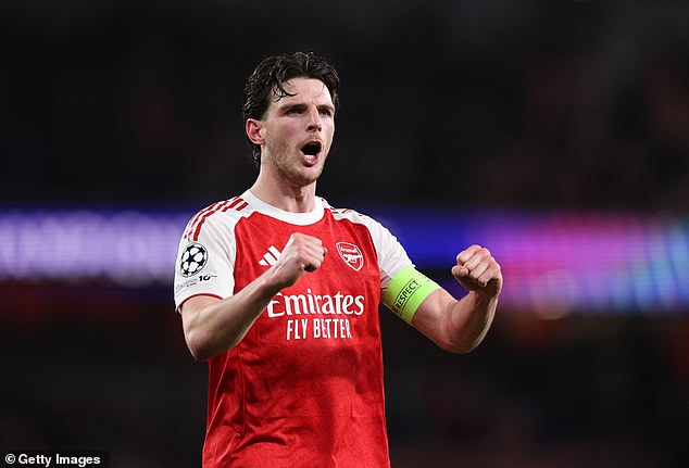 Declan Rice looks set to captain Arsenal again ahead of their title showdown with Man City
