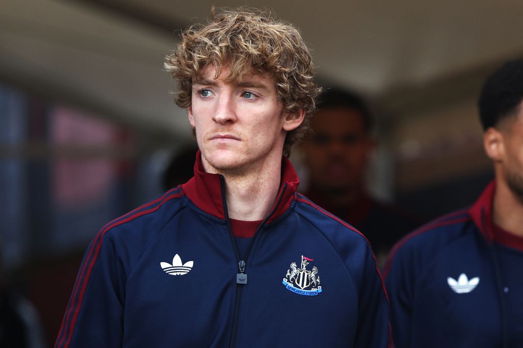 Anthony Gordon of Newcastle United arrives at the stadium prior to the Premier League match between Crystal Palace and Newcastle United at Selhurst Park on April 12, 2026 in London, England