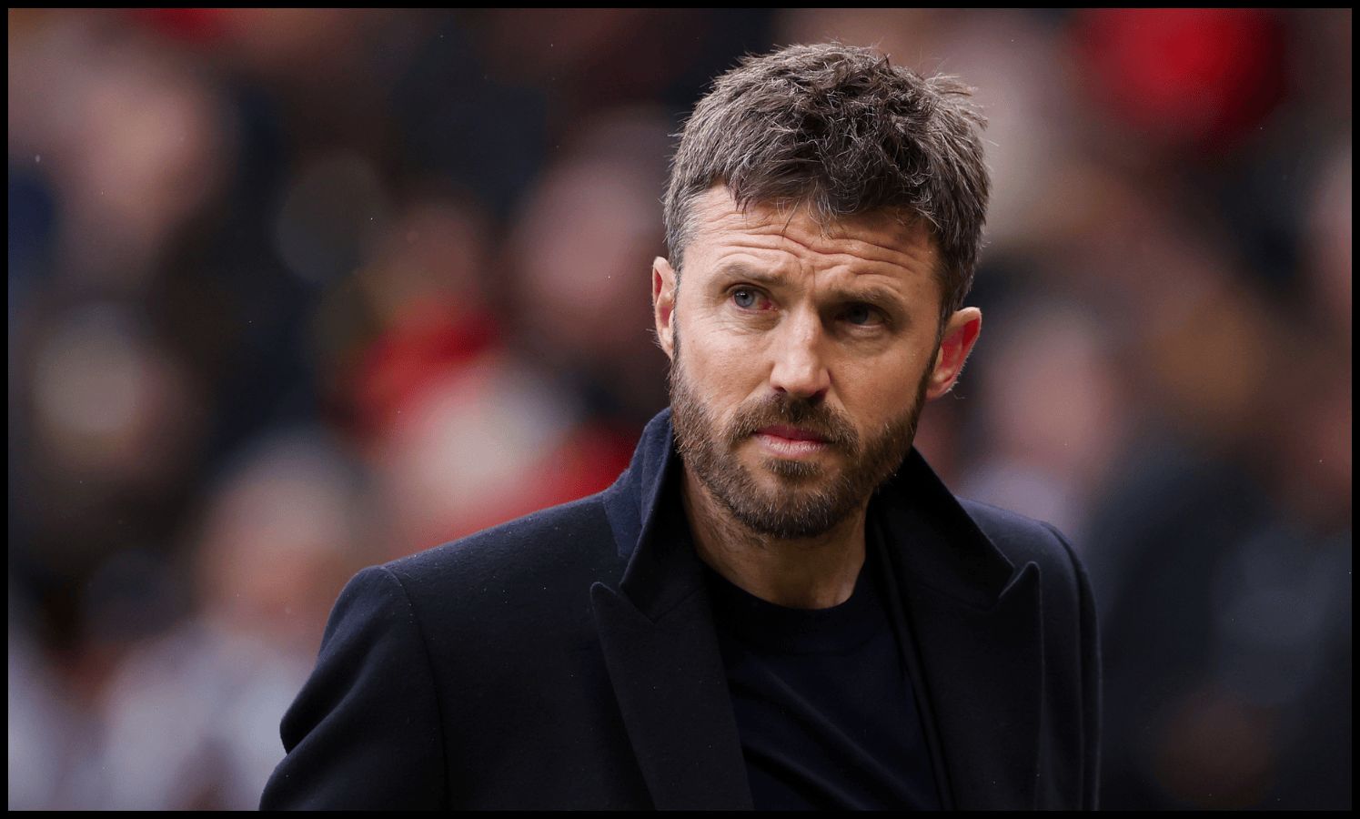 MANCHESTER, ENGLAND - MARCH 15: Michael Carrick, Manager of Manchester United, looks on during the Premier League match between Manchester United and Aston Villa at Old Trafford on March 15, 2026 in Manchester, England.