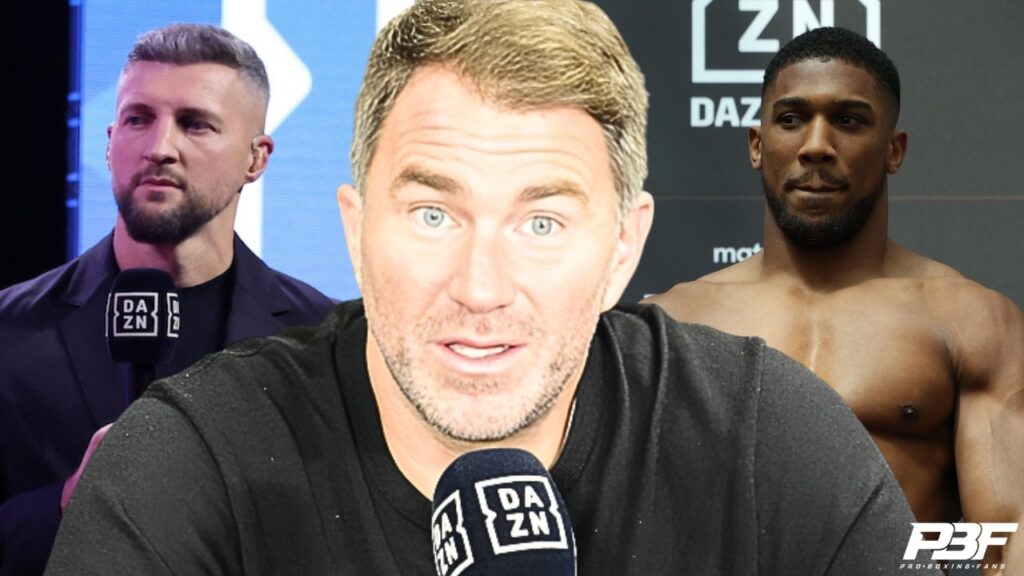 EDDIE HEARN STUNNED BY CARL FROCH SAYING ANTHONY JOSHUA SHOULDN'T HAVE A WARMUP BEFORE TYSON FURY