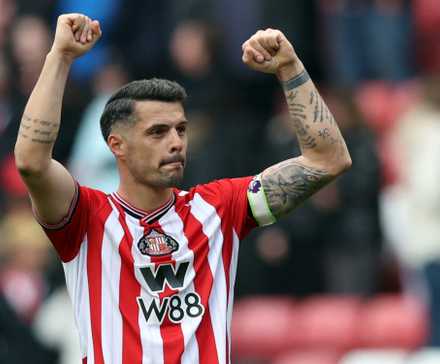 Sunderland's Granit Xhaka celebrates after the match