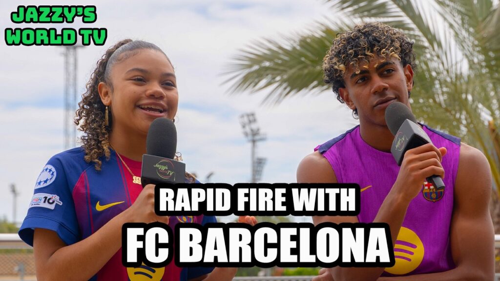 Rapid Fire with @FCBarcelona : Lamine Yamal, Jules Kounde, Gavi & Dani Olmo #football #funny