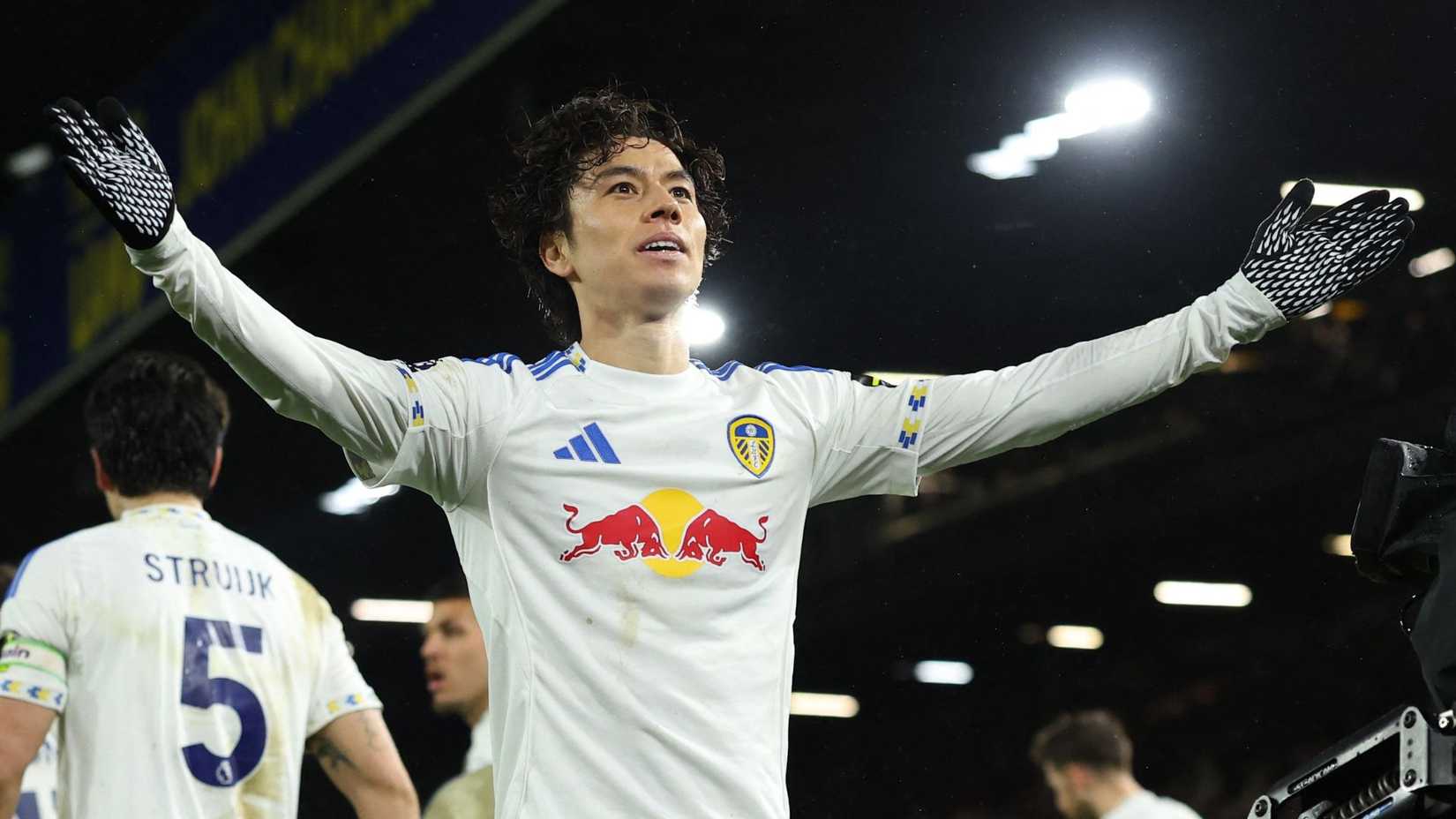 Ao Tanaka scores for Leeds United vs Liverpool