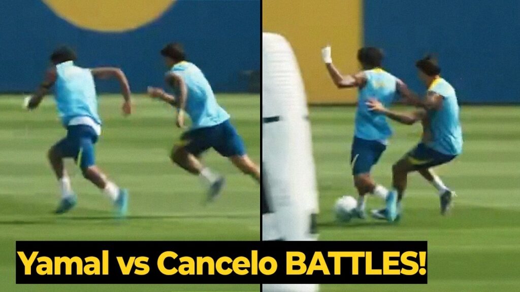 Lamine Yamal crazy duels with Joao Cancelo in intense training ahead of Celta