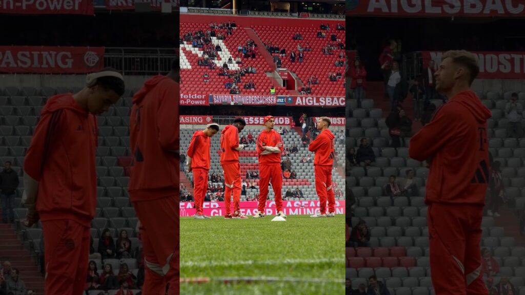 Joshua Kimmich, Aleks Pavlović, Jamal Musiala and Alphonso Davies before Bayern vs Stuttgart