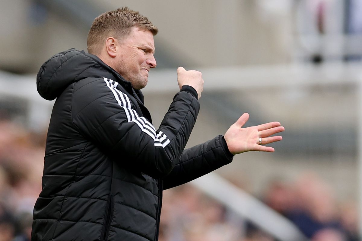 Newcastle United head coach Eddie Howe gestures from the touchline