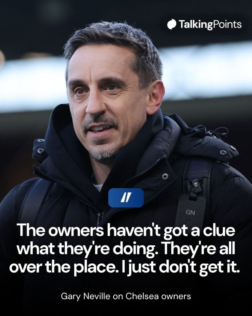 Sky Sports pundit Gary Neville during the Premier League match between Burnley and Manchester City at Turf Moor