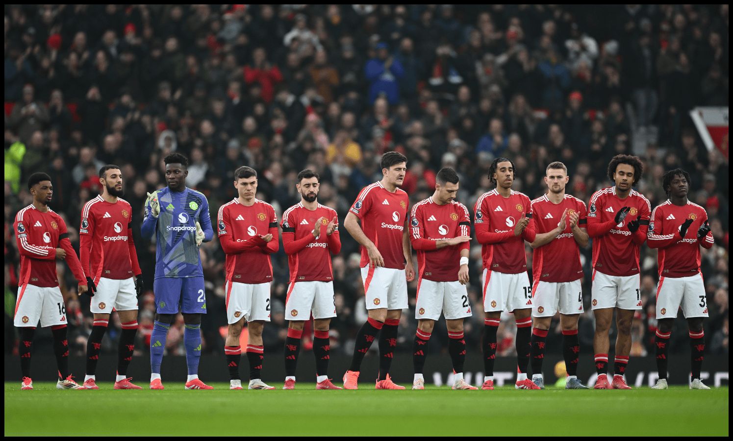 Dennis Law, who recently passed away during the Premier League match between Manchester United FC and Brighton & Hove Albion FC at Old Trafford on January 19, 2025 in Manchester, England.