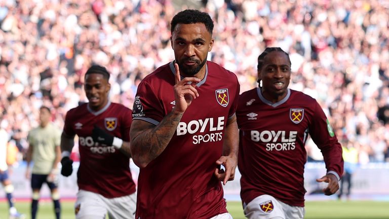 Callum Wilson celebrates a late goal for West Ham