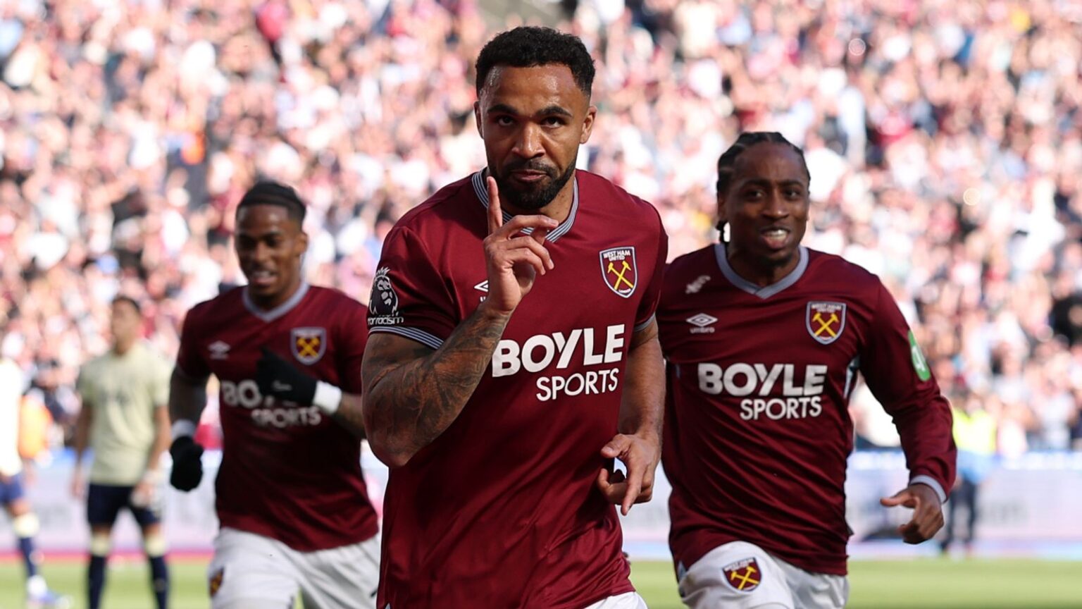 Callum Wilson celebrates a late goal for West Ham