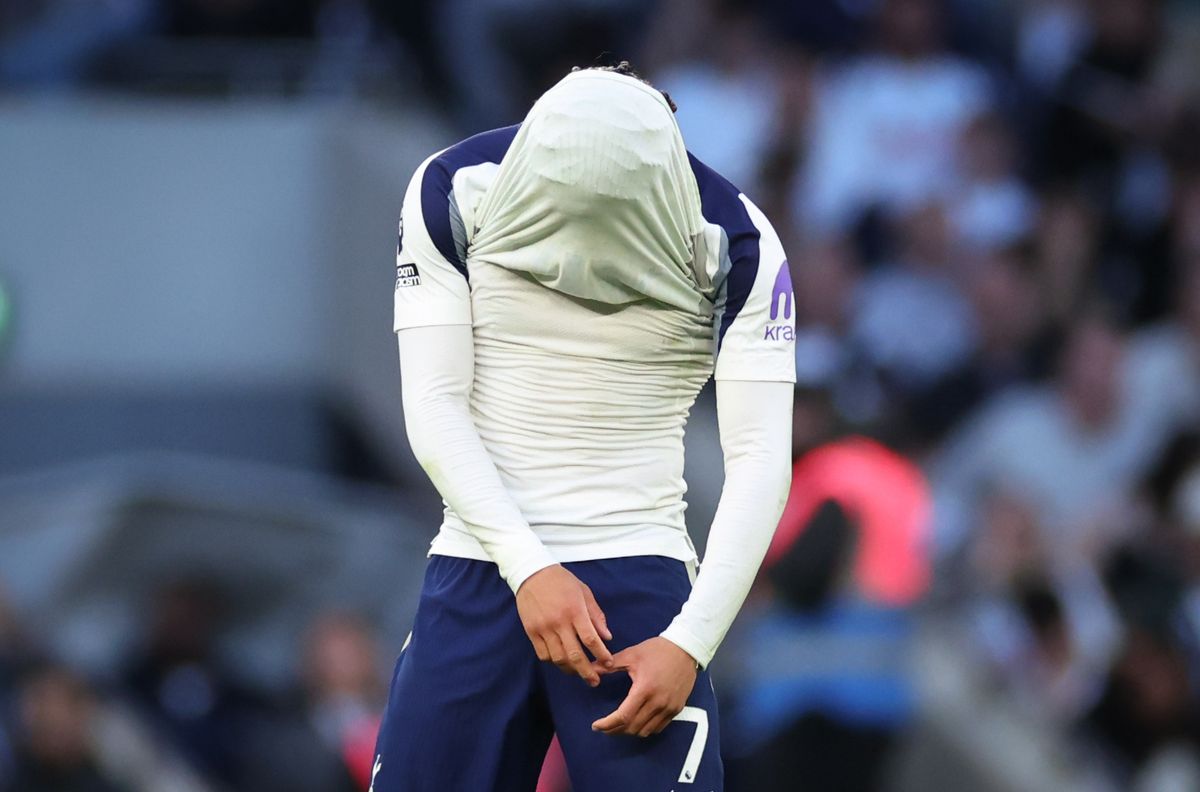 Xavi Simons of Tottenham Hotspur looks dejected during the Premier League match between Tottenham Hotspur and Brighton & Hove Albion at Tottenham Hotspur Stadium