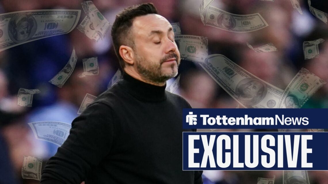 Tottenham boss Roberto De Zerbi looking annoyed on the touchline