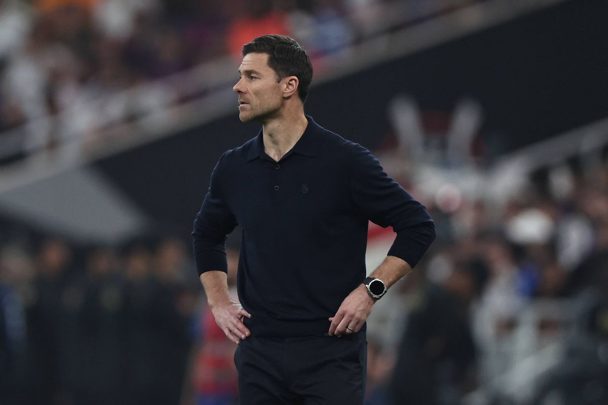 Real Madrid's Spanish coach Xabi Alonso reacts during the Spanish Super Cup final football match between FC Barcelona and Real Madrid at the King Abdullah Stadium in Jeddah on January 11, 2026. Real Madrid appointed Alvaro Arbeloa as new coach on January 12, 2026 after coach Xabi Alonso has left the club by mutual consent, a day after the team lost the Spanish Super Cup final against rivals Barcelona, AFP reports. (Photo by Fadel SENNA / AFP via Getty Images)