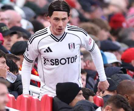Fulham's Harry Wilson reacts on the bench after he is substituted