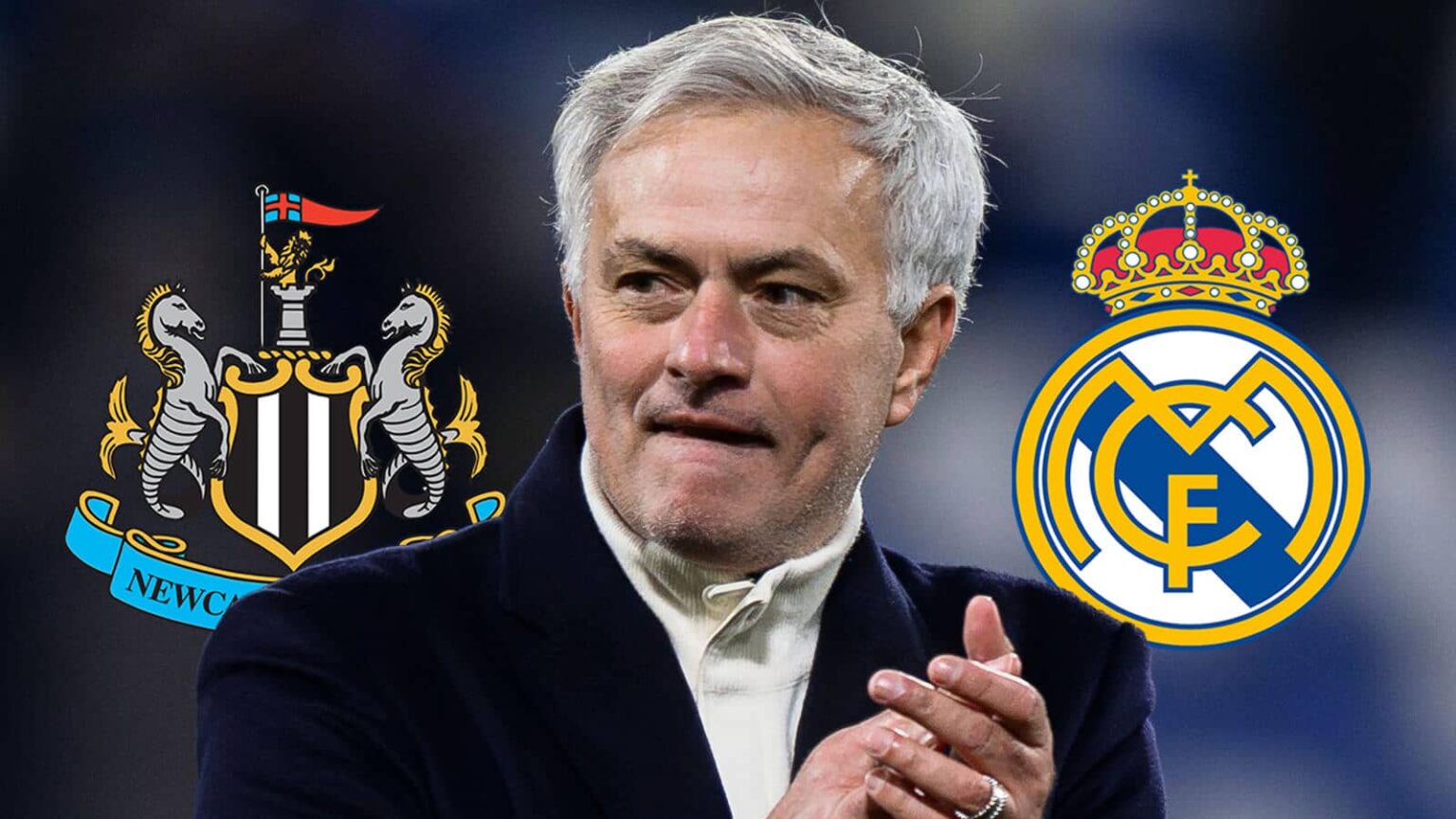 Newcastle United badge, Jose Mourinho, Real Madrid badge - copyright TEAMtalk