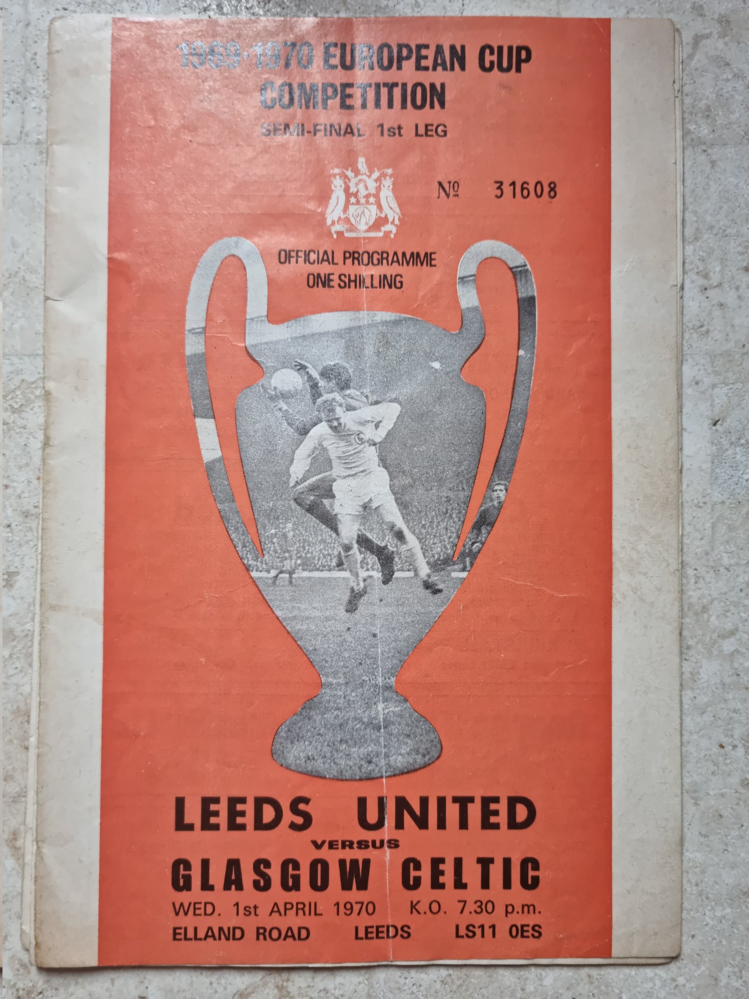 Matchday programme, Leeds United v Celtic, European Cup semi-final 1st April 1970