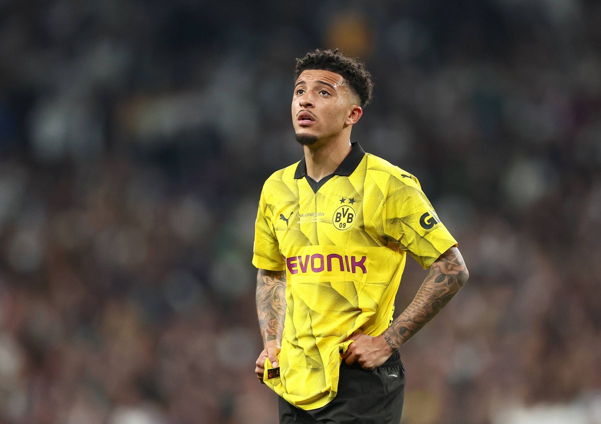 Jadon Sancho looks dejected