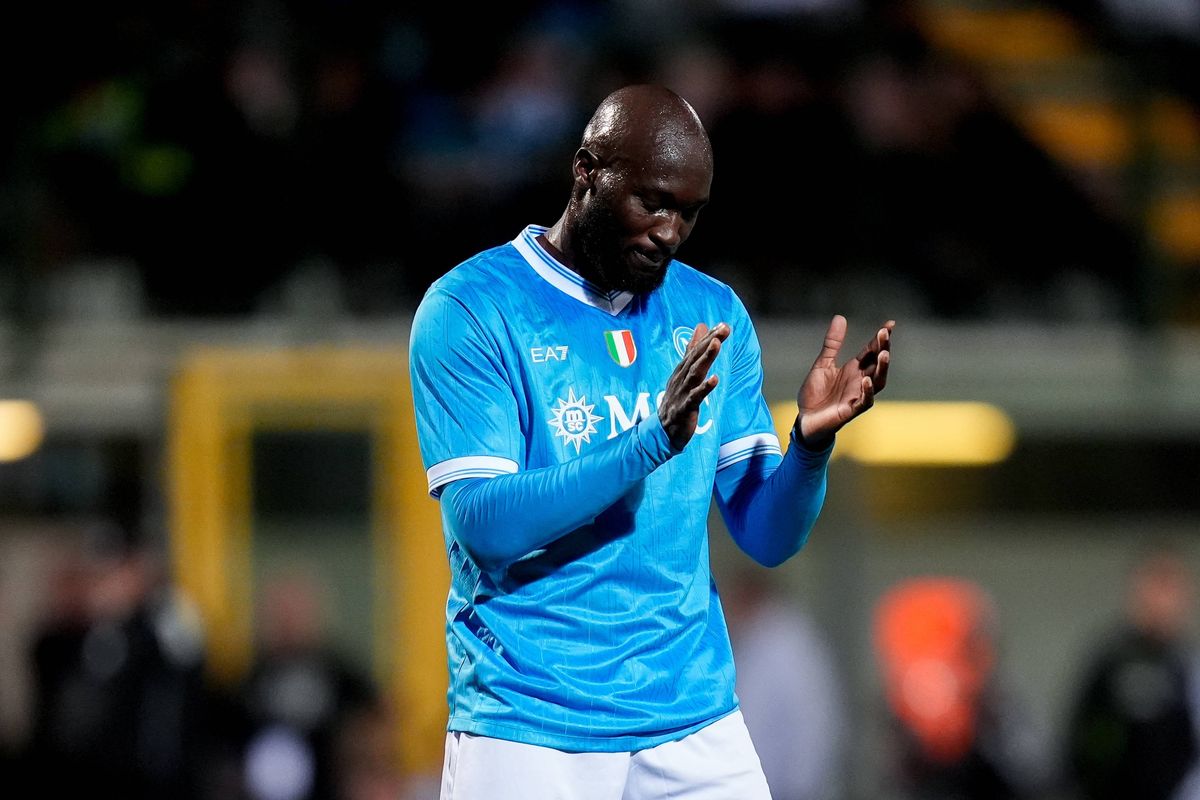 Romelu Lukaku of SSC Napoli looks dejected during the Pre-Season friendly match between SSC Napoli and Brest at Stadio "Teofilo Patini" on August 3, 2025 in Castel di Sangro, Italy. (Photo by Giuseppe Maffia/NurPhoto via Getty Images)