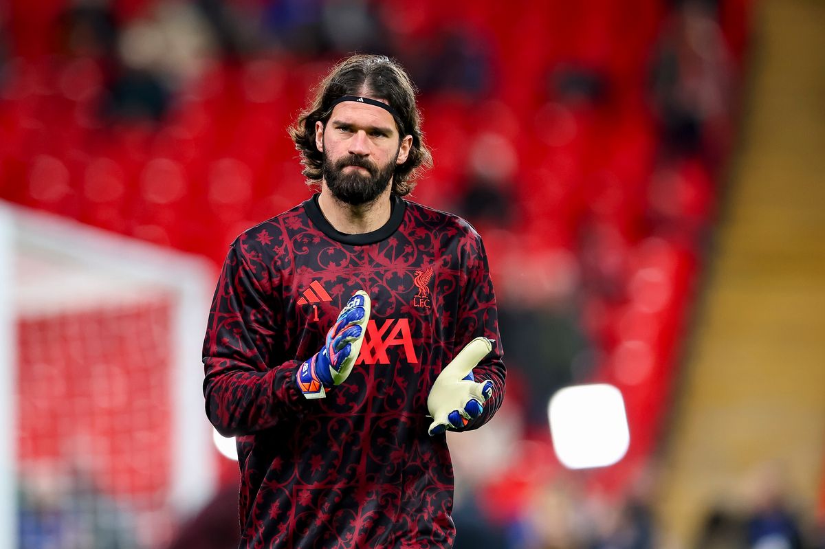 Goalkeeper Alisson Becker of Liverpool FC looks on during the UEFA Champions League 2025/26 Round of 16 Second Leg match between Liverpool FC and Galatasaray SK at Anfield on March 18, 2026 in Liverpool, United Kingdom