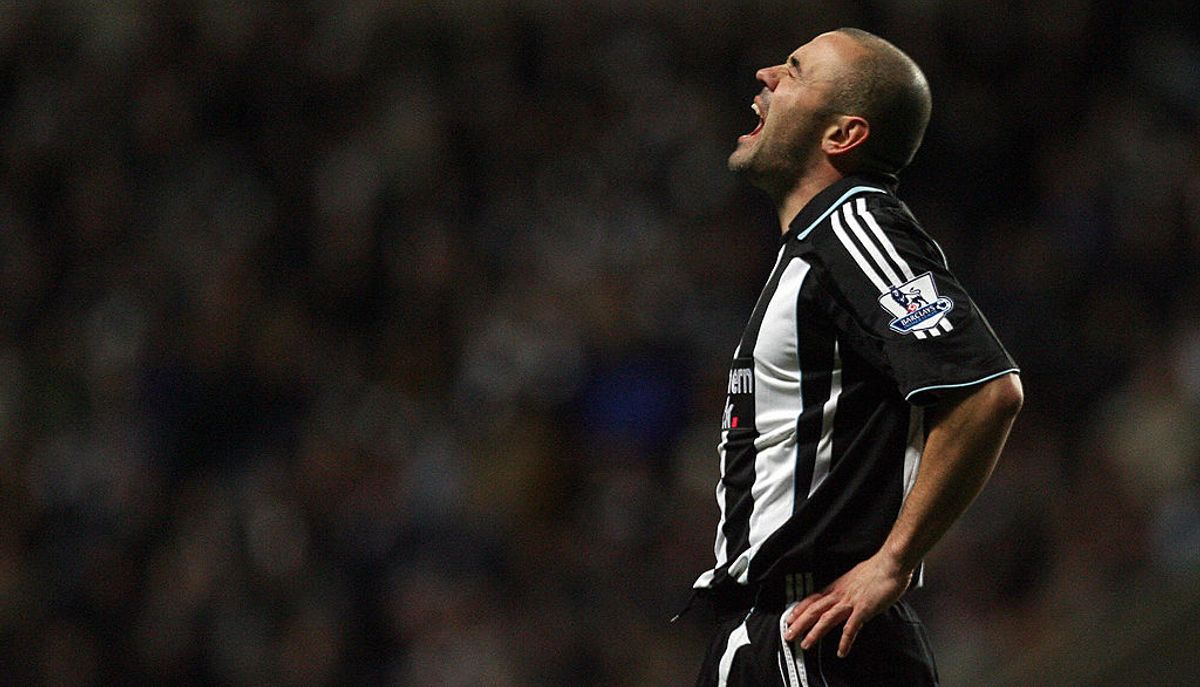 Stephen Carr shows his frustration after missing a chance for Newcastle United against Bolton at St James' Park on January 19, 2008