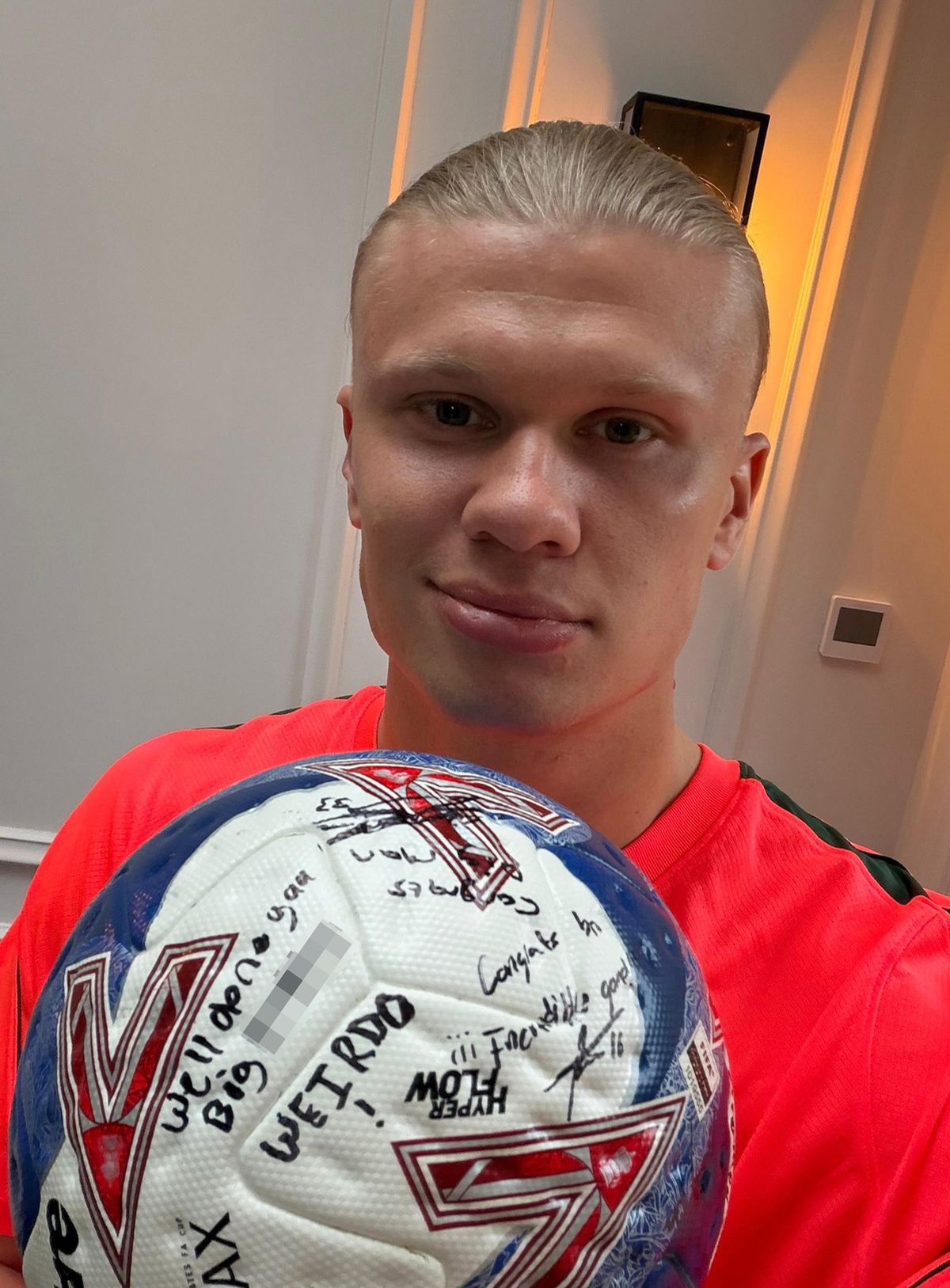 Erling Haaland with his match ball