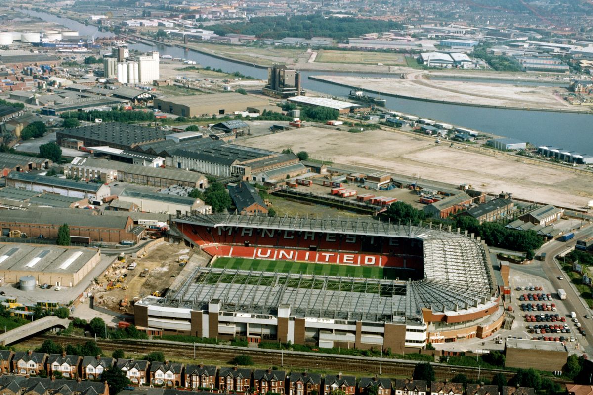 Aerial view of Old Trafford Stadium, home of Manchester United. 16th July 1992