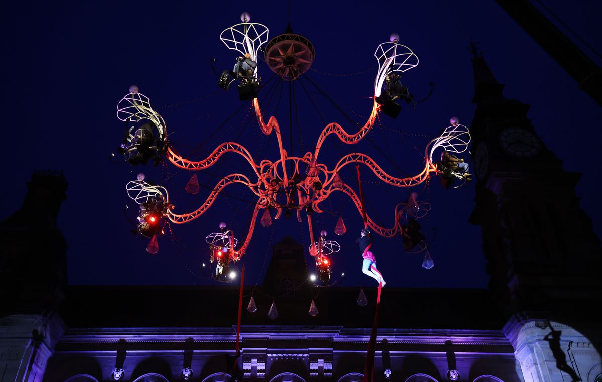 The chandelier at Cristal Palace outside The Atkinson in Southport