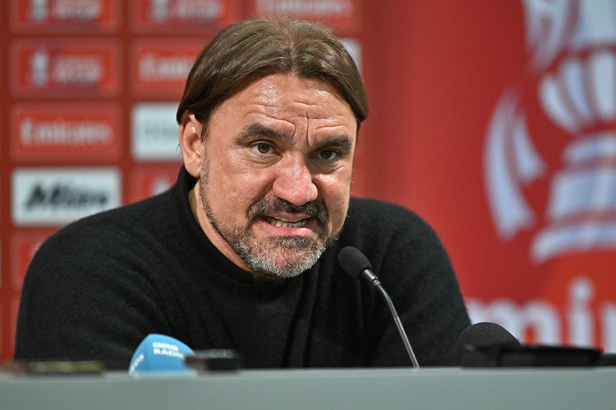 Daniel Farke speaks during a press conference