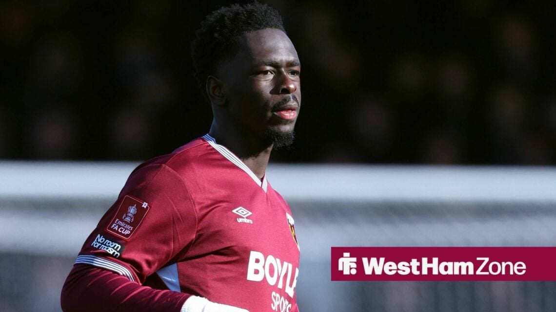 Soungoutou Magassa of West Ham United running during the Emirates FA Cup Fourth Round match between Burton Albion and West Ham United