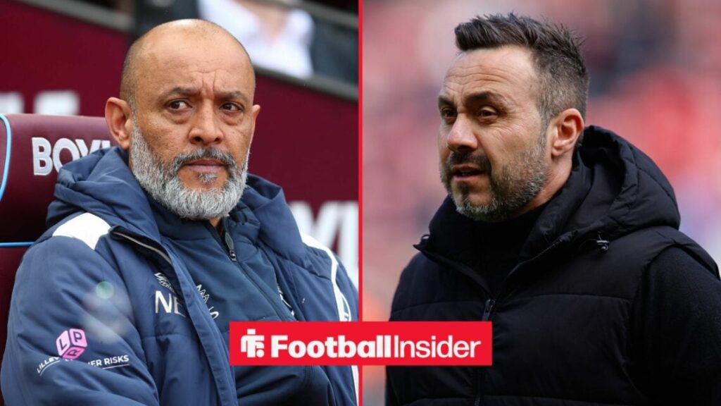Nuno Espirito Santo on left Roberto De Zerbi on right