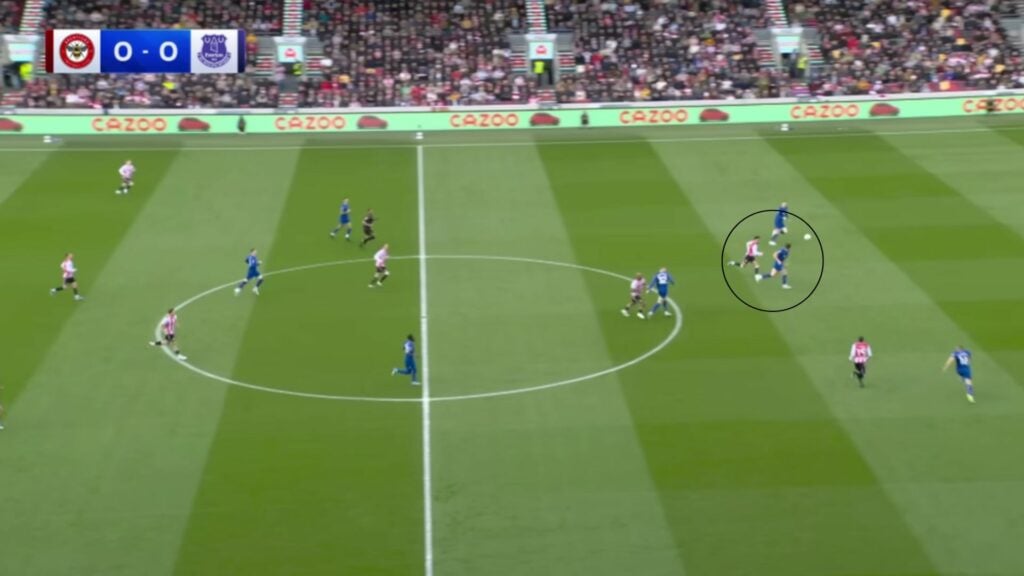 James Tarkowski ball watching vs Brentford