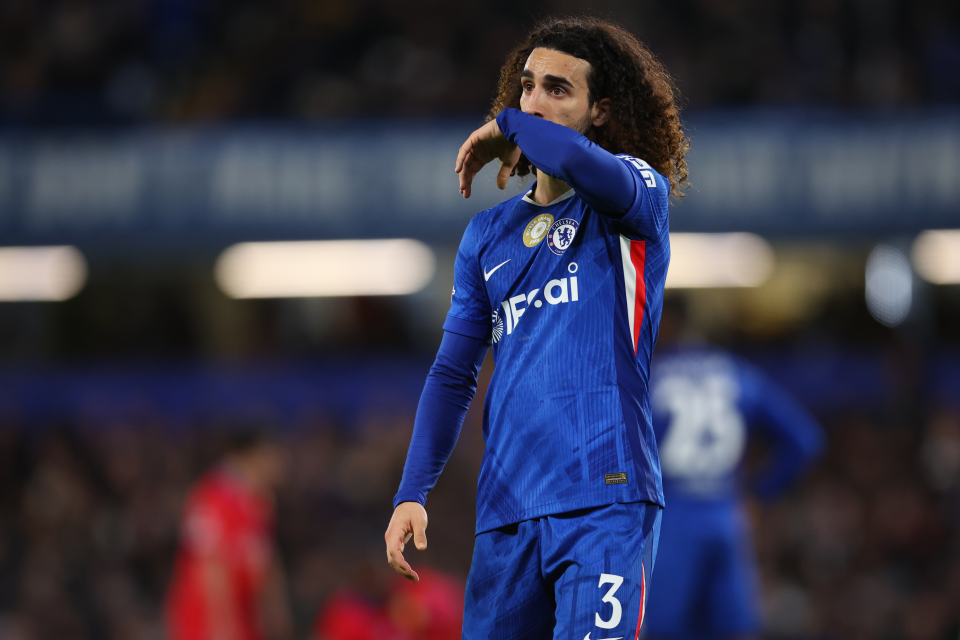 Marc Cucurella of Chelsea looks dejected during the UEFA Champions League 2025/26 Round of 16 Second Leg match between Chelsea FC and Paris Saint-Germain